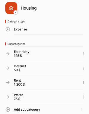 Add subcategories